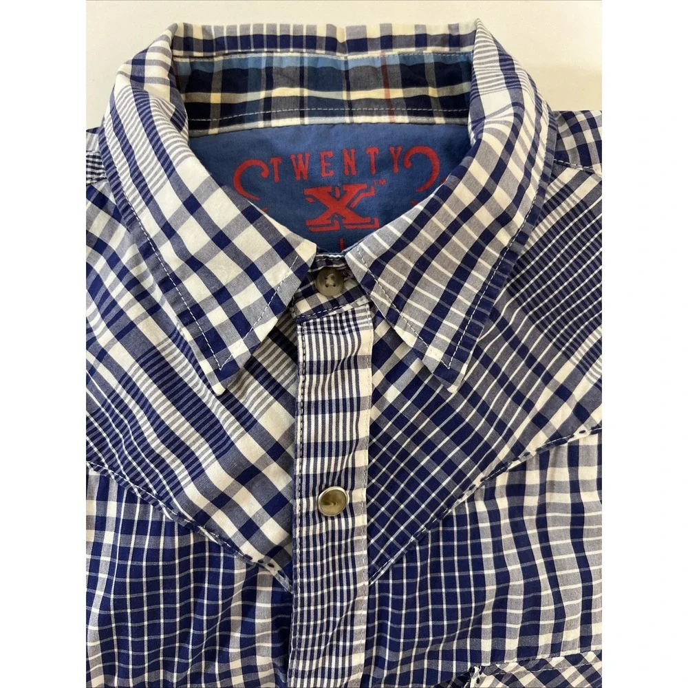 Mens Wrangler Twenty X Long Sleeve Plaid Pearl Snap Buttons Shirt Size, Large, L
